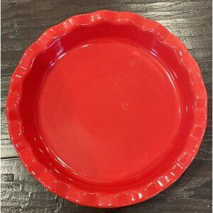 Pier 1 Imports Ovenware Red‎ Scalloped Fluted Tart Quiche Pie Dish 10.5 Inch